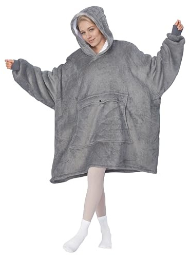 Tirrinia Oversized Blanket Hoodie, Wearable Fluffy Sherpa Blanket, Cozy Sweatshirt Blanket Gift for Adult Women Men Girlfriend