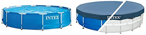 Intex Piscina Elevada Metal Frame 6503 litros, 366 X 76 Cm + 28031 Cobertor Piscina Metálica Metal & Prisma Frame 366 Cm