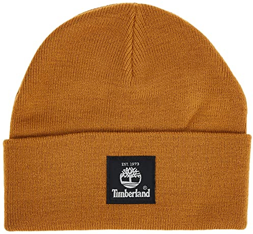 Timberland Short Watch Cap with Woven Label, Wheat, 1 Size
