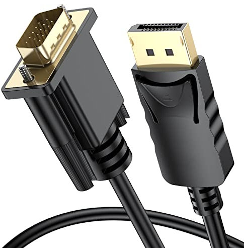 LinKAVEniR DisplayPort VGA Adapter Cable 1.8M, 1080P Full-HD Dual Mode Gold-Plated (Male to Male) for Lenovo/Dell/HP/ASUS and Other Brand