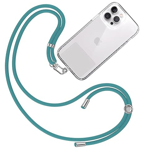 TBOC Band mobiltelefonkedja nyckelband kedja mobiltelefonsnöre [mörk turkos] för att hänga i nacken, universell mobiltelefon med vaddering, mobiltelefonband, lapp, karbinhake, fodral, mobiltelefonfodral, snodd, nyckelband