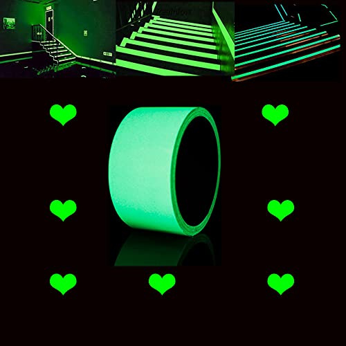 Sbomi Leuchtendes Band - Leuchtklebeband Grünes Licht Leuchtband Aufkleber - Fluoreszierendes selbstleuchtendes Klebeband Sicherheitsband, Warnband für Treppen, Stufen, Bühnenbedarf (50mm*10m)