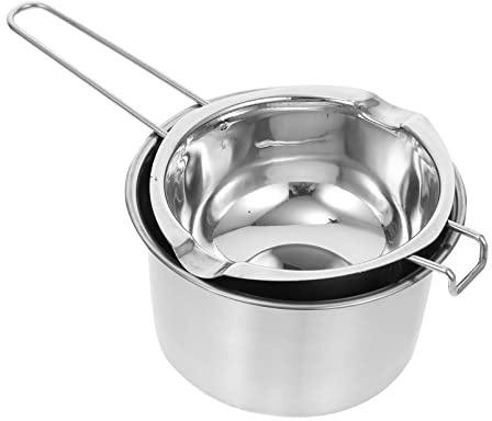 HEMOTON Candy Warmer Boiler for Chocolate and Butter Melting 600ml Stainless Steel Double Boiler Pot Easy to Clean in Silver Colour Suitable for Cooking and Restaurant Use