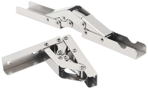 HOJLKLD Lot de 4 Charnière d'étagère Pliante en acier inoxydable 90 degrés Charnière de support de table cachée avec vis pour les tables, les placards et les portes d'armoires de cuisine