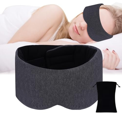 ACWOO Cotton Sleep Mask, Light-Blackout Sleeping Mask with Storage Pouch, Super Soft and Comfortable Eye Blinder, Sleeping Aid Eye Mask for Women & Men, Nap, Travel, Gifts, Meditation, Shift Work