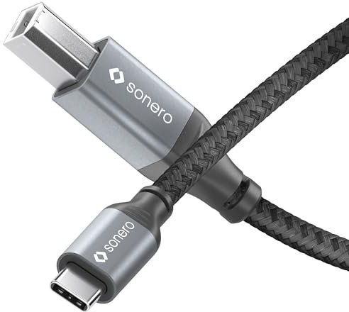 Sonero® USB 2.0 Kabel, Verbindungskabel, Druckerkabel, C-Stecker auf B-Stecker, 480 MB/s, space grey/schwarz, 1,00m