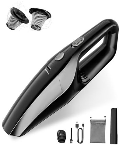 TEMOLA Handheld Vacuum Cleaner Cordless, 12000PA Car Vacuum Cleaner Powerful Suction Rechargeable with Stainless Steel Filter, Mini Portable Hand held Vacuum Cleaning Kit for Home Kitchen Car Pet Hair