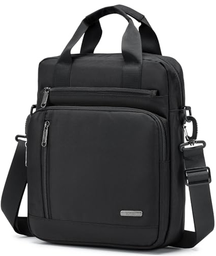 SUCIKORIO Borsello Uomo Tracolla Grande, Impermeabile Oxford Borsa Tracolla 33x28x10cm Per Laptop da 14 Pollici Nero Casuale Borse a Spalla Uomo Con Tracolla Regolabile Per Lavoro, Viaggi, Shopping