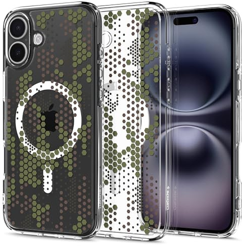 Spigen Ultra Hybrid MagFit Case for iPhone 16, Compatible with MagSafe Accessories - Digital Camo