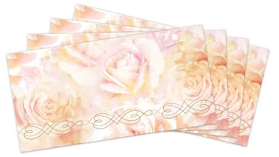 10 Umschläge, elegante Briefumschläge mit zartem Rosendesign und goldenen Akzenten, Rose. Ideal für Einladungen, Dankeskarten, Korrespondenz, persönliche Briefe DIN lang (22 x 11 cm) selbstklebend