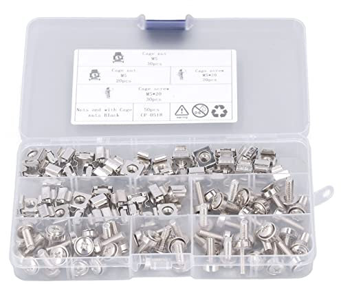 Dado a Gabbia, 50 Set Dado M5 Set di Viti M5x20 Montaggio su Rack Ferro Placcato con Scatola di Immagazzinaggio Foro Quadrato per Yacht Marino RV