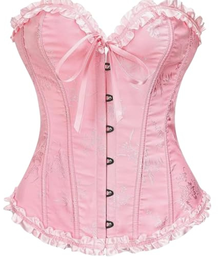 AMateschitz - Cappello da donna, corsetto a compressione addominale, guêpière a piena copertura, top gotico, bustier, corsetto sopra il busto con lacci, stampa floreale vintage, chiusura anteriore