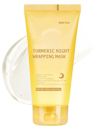 Turmeric Overnight Wrapping Peel Off Mask, Collagen Night Wrapping Mask, Vitamin C Turmeric Peel Off Kollagen Maske Gesicht, nährt stumpfes, hydrolysiertes Collagen für strahlende Haut 75ML