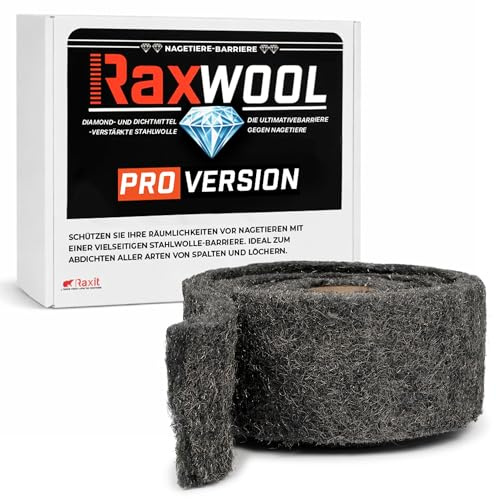 RAXWOOL PRO - Lana d'acciaio rinforzata anti-roditori, 3 m x 10 cm