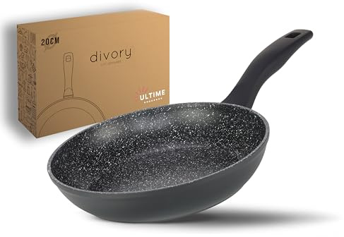 DIVORY Padella 20cm Induzione - Padella universale piccola con rivestimento antiaderente per tutti i tipi di fornelli - Manici sicuri, lavabili in lavastoviglie (Ultime, 20 cm)