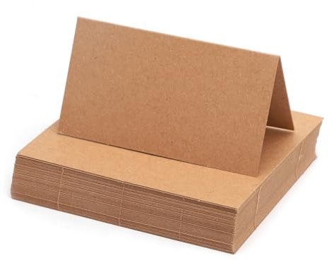 60 stycken bordskort kraftpapper 9×10 cm – Blanka platskort/namnskort att själv skriva på för bröllop, födelsedag, dop, fest