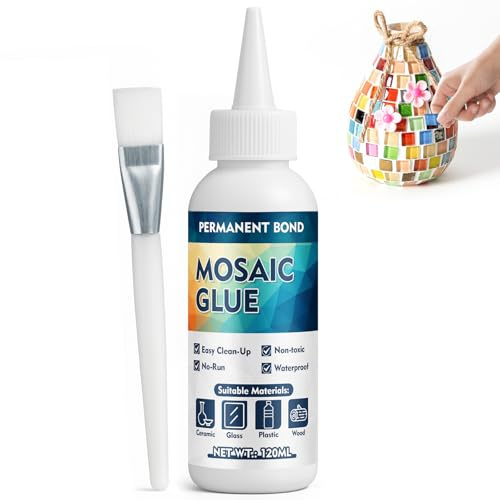 Inpumo Mosaic Glue, Transparent Adhesive for Mosaic Tiles Arts and Crafts, Waterproof & Quick-Drying Mosaic Glass Glue, Ideal for Ceramic, Stone & DIY Mosaic Grout Projects