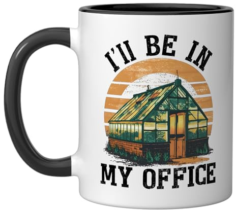 I'll Be In My Office Greenhouse Gardening Ceramic Mug, Black/White