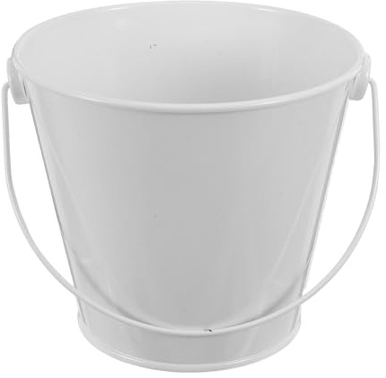 Parliky Secchio per Grasso con Manico in Metallo Bianco 8x10,5x12 Cm – Contenitore per Smaltimento Olio da Cucina e Barbecue – Raccoglitore Stabile per Grigliate, Campeggio e Uso Domestico