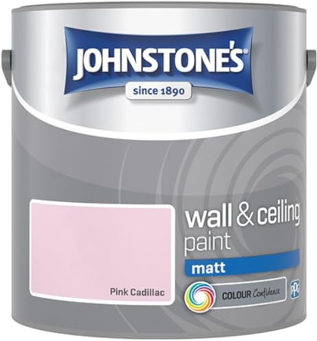 Pink Cadillac Johnstone’s Wall & Ceiling Matt Paint 2.5L – Smooth Matt Finish, Excellent Coverage, Quick Dry, Low Odour Interior Paint for Walls & Ceilings