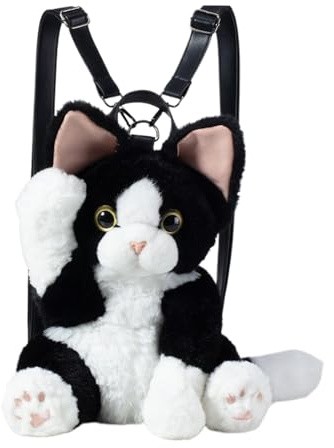 Ratpzou Mochila en Forma de Gato | Bolso Realista y - Mochila de Hombro de Peluche de Diseño Animado - para Mujeres Adolescentes Niñas Niños Uso Diario Viaje Escuela y Exterior