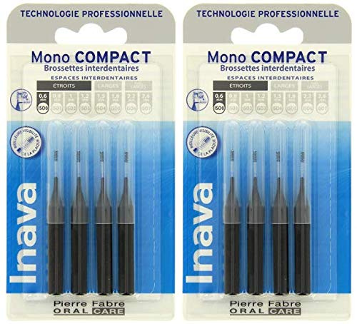 Inava Mono Compact Brossette Interdentaire Etroit Noir 0,6 mm lot de 2 x 4 = 8