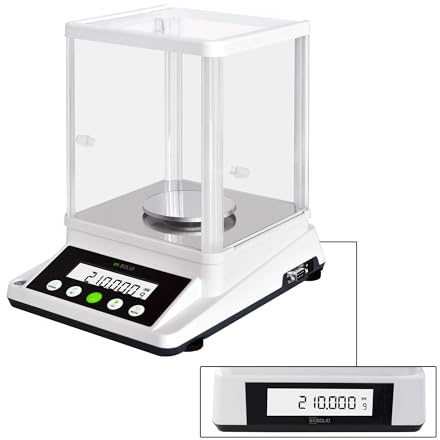 U.S. SOLID Balance de précision de 0,001 g - Balance numérique analytique Lab - Balance électronique de précision avec une précision de 1 mg et 2 écrans LCD - 210 g/0,001 g