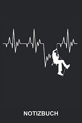 Notizbuch: Klettern Klettersport Bergsteigen Bergsteiger Wandern Wanderer Kletterer Berge Trekking Sport Herzschlag | Lustiges Niedliches Tagebuch, ... mit Linien | 120 Seiten liniert | Softcover