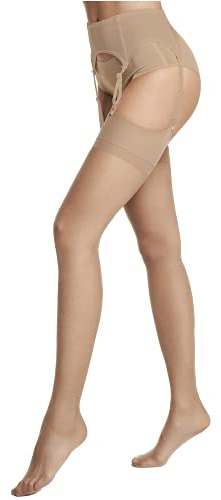 VENEZIANA NUOVA Calze Reggicalze Donna 15 DEN – Calze Nylon Velate Eleganti per Reggicalze, Effetto Opaco con Punta Rinforzata, Elastiche e Resistenti, Made in Italy, Tan M