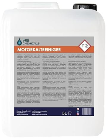 WG CHEMICALS Motorkaltreiniger | Motorwäsche | alkalischer Schmutzlöser | Entfetter | Kaltreiniger | Motorreiniger (5 Liter)