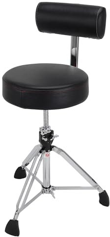 Gibraltar Schlagzeughocker, Drumhocker 9000 Series Round mit Backrest, 9608RB (Durchmesser: 35cm, Vinyl-Sitzfläche, Super Lock, Dreibein-Position, 'Super Foot' Gummifüße)