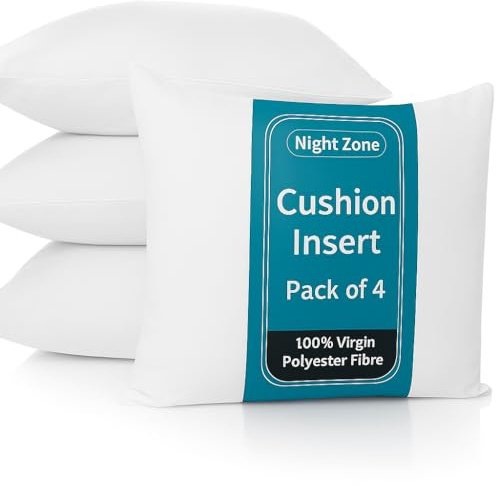 NIGHTZONE 17” x 17” Cushion Inner Pads Square Insert Fillers- Pack of 4 (43 x 43 cm) Anti-Allergy Cushion Stuffer Inserts