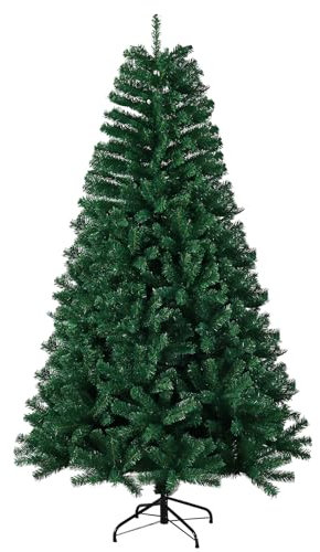 6ft Premium Christmas Tree 1150 Branch Tips Green Xmas Trees Bushy Artificial Christmas Tree Pine Tree with Metal Stand Easy to Assemble Realistic Spruce Branches Christmas Tree for Indoor and Outdoor