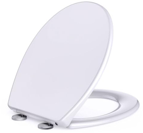 WC Sitz-Antibakteriell WC-Sitz Oval Weiß mit Schnellverschluss Funktion und Absenkautomatik, Einfache Reinigung, Abnehmbarer WC-Sitz, Maximale Belastung 150kg, Einfache Montage