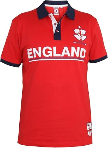 D555 Duke Mens Big Kingsize Short Sleeve England Football World Cup Polo T-Shirt 2XL Plus (UK, Alpha, XXL, Plus, Regular, Red)