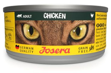 JOSERA Nassfutter Chicken (12 x 85 g) | Adult | Premium Katzenfutter nass für ausgewachsene Katzen | Huhn | mit Lachsöl | getreidefrei | gegen Harnsteinbildung & Haarballen | Alleinfutter | 12er Pack
