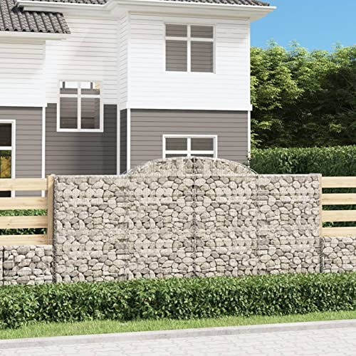 Iiaky Arched Gabion Baskets 5 pcs 300x50x140/160 cm Galvanised Iron,Gabion Wall Mesh Wire Stone Basket Galvanised Iron Stone Basket Outdoor Spiral Planter Retaining Wall