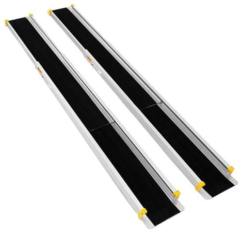 SOARS 2 x Auffahrrampe 121,5-213,5cm, Alu Teleskoprampe rutschfest, Rollstuhlrampe bis 270 kg belastbar, Auffahrschiene Laderampe Treppenrampe für Treppe Hindernissen