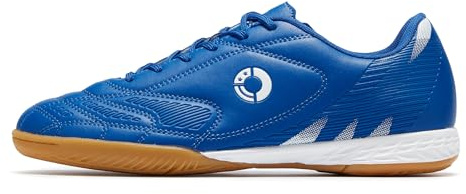LEOCI Herr inomhus fotbollsskor vuxen tränare gummi futsalskor för atletisk platt yttersula gym träning sneaker, BLÅ, 39 EU
