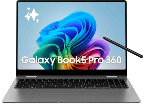 Samsung Galaxy Book5 Pro 360 16, Copilot+ PC, Ordinateur Portable avec IA, Processeur Intel Core Ultra 7, Mémoire 16 Go RAM, Stockage 512 Go, Clavier AZERTY Fr, Anthracite
