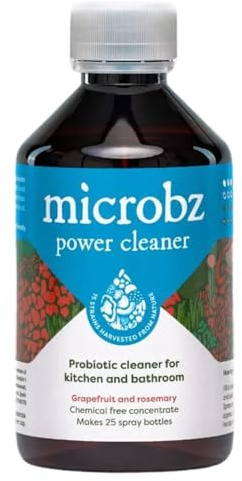 MICROBZ POWER CLEANER | 250ml Concentrate - Makes 25 Bottles | Natural Probiotic & Enzyme All-Purpose Multi Surface Cleaner for Floors Kitchen Bathroom, Enzymatic Stain Removal, Pet & Children Safe