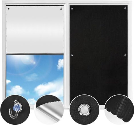 ZOYIZEN Roller Blind Blackout 60x120cm, 300D Waterproof Oxford, Suction Cup, Sun Protection Roof Window, Blackout Curtains