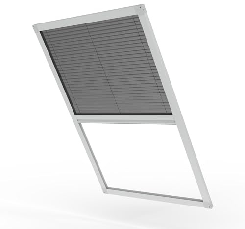 Fliegengitter Plissee Dachfenster nach Maß – Insektenschutz für schräge Dachfenster zum vertikalen Schieben, Innenmontage an Wand oder in der Leibung – Fiberglasgewebe & Aluminiumprofile