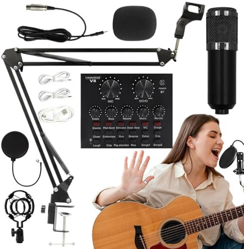 Grabación De Equipos De Estudio - Conjunto De Micrófonos Profesionales del Condensador, Kit De Transmisión En Amigable, Suministro De Estudio De Grabación para Anclas, Canta