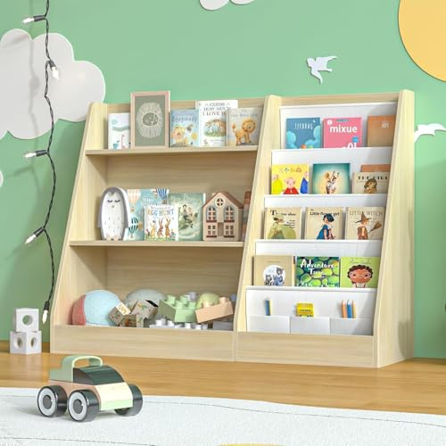 Garden 4 you Childrens bookcase Kids Bookshelf Wooden kids Storage Book Rack for kids room,Nursery Shelf and Toy Storage Unit for Books, Bedroom, Playroom, Storage Organizer (Oak)