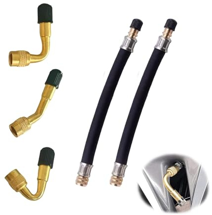 JYNXOR Kit Gonfiaggio Pneumatici Auto,5 Pezzi Prolunga Valvola Pneumatici Set,Adattatori per Valvola Gradi con Tubi di Prolunga in Gomma,per Auto,Moto,Camion,Bici,Camper