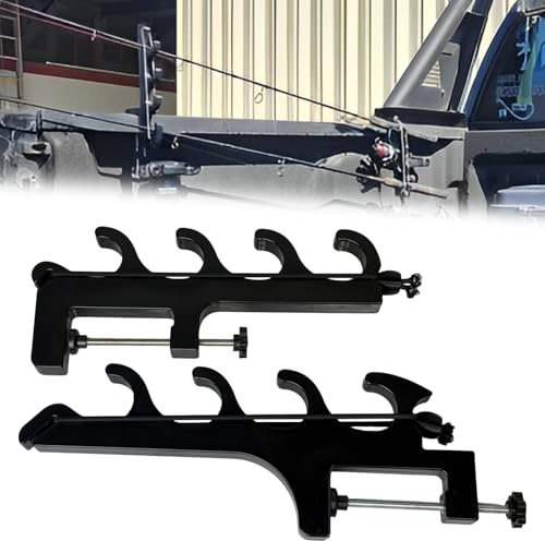 Fishing Rod Holder for Truck Bed Holds 4 Rods – No-Drill Fishing Rod Mount Rack for 2.48 Pickup Rails, Easy Kayak and Truck Fly Rack, Space Saving Organizer for Outdoor Angling