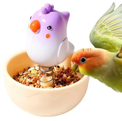 Fruusv Alimentador para jaula de pájaros, juguete dispensador basculante | Bandeja de vaso para alimentos y pájaros | para loros grandes, pequeños loros, inseparables, baño, viaje, interior, exterior,