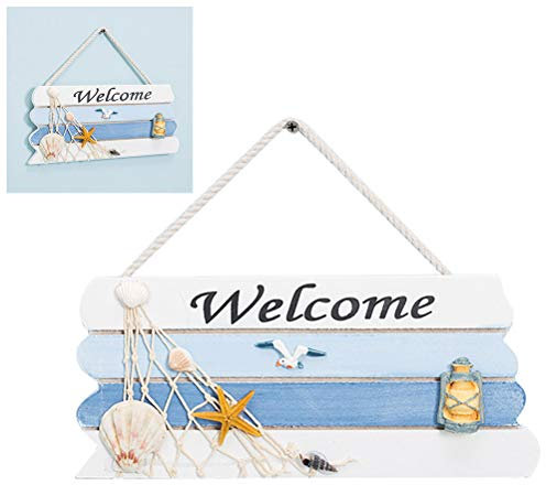 Comtervi benvenuto targa per porta in legno targa decorativa decorazione marittima decorazione Welcome benvenuto a casa, amore, targa da parete