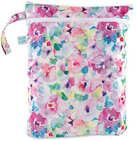 Bumkins Waterproof Wet Dry Bag for Baby, Travel, Swimsuit, Cloth Diapers, Watercolor